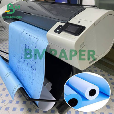 A0 A1 80gms Blauw gedrukt papier Wit achterkant 50 meter rol 2 inch kern, 5 stuks per doos