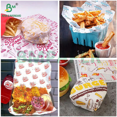 38gsm 40gsm Gebleekt Oliebestendig Papier Kit 5 Kit 7 voor Fastfoodverpakking