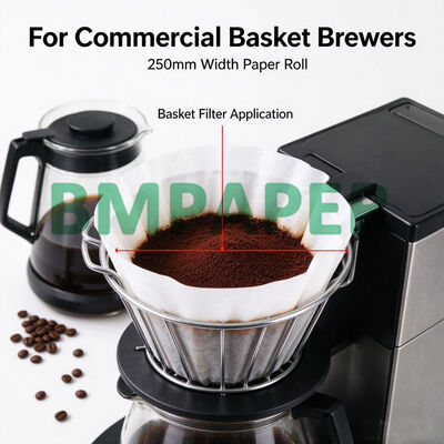 50gsm 54gsm White Coffee Filter Paper Roll Commercial Basket Brewers